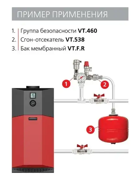 Группа безопасности Valtec с латунным корпусом для котла