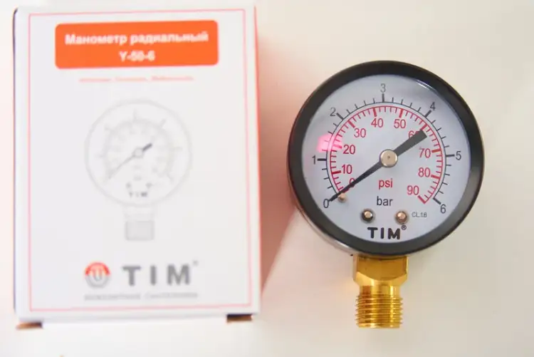 Манометр радиальный 6 бар Tim Y-50-6bar