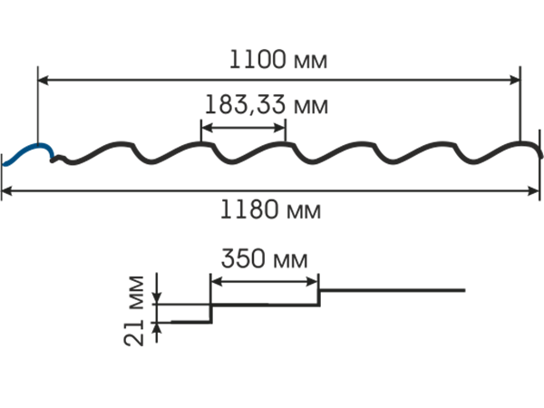 Профиль М4 2 Супер 350/21 0.35 карниз 50  RAL5005 сигнально-синий